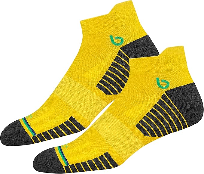 BAMBOS Eco Touch Men's Athletic Ankle Socks for Running & Gym, Pack of 6 (Size UK 9-11, Multicoloured)