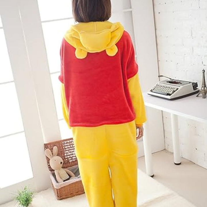 FunnyCos Animal Onesie Adult Halloween Pajamas Cosplay Costume Hooded Loungewear Winnie the Pooh S