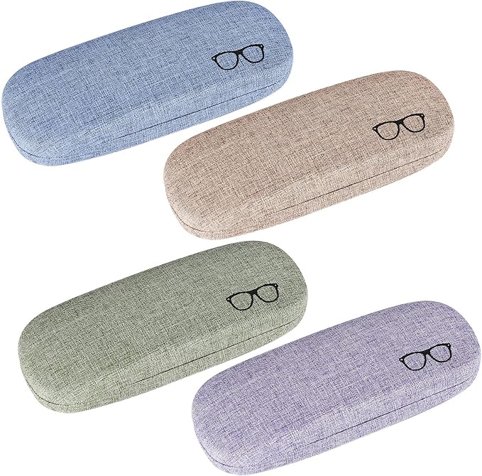 SHACHENH 4 Pcs Glasses Case Hard Shell Eyeglasses Case, PU Leather Protective Glasses Cases, Sunglasses Case, Spectacle Cases for Women Men, Hard Glasses Cases for Sunglasses Reading Glasses Storage