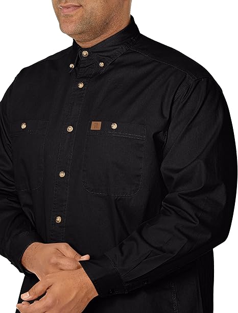 Wrangler Men's Logger Twill Long Sleeve Workshirt SHIRT, Black, L