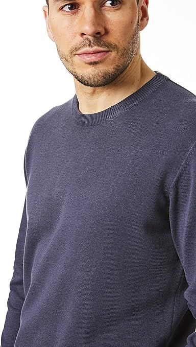 Castle Point Mens Herren-strick pullover Cotton Jumper Pullover Sweater, Crew Neck, Navy, M