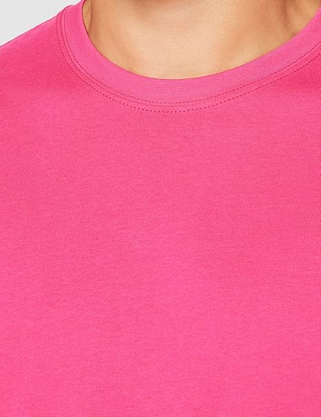 Build Your Brand Men's T-Shirt Round Neck, Hibiskus Pink, XXL