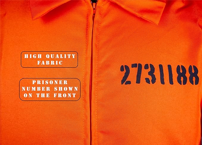 Wicked Costumes Men’s Orange Convict Fancy Dress Costume – X-Large