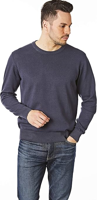 Castle Point Mens Herren-strick pullover Cotton Jumper Pullover Sweater, Crew Neck, Navy, M