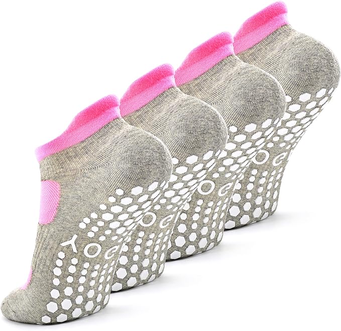 Busy Socks 2 Pack Non Slip Yoga Pilates Fitness Hospital Grip Socks for Women Men, Non Skid Barre Dance Ankle Cushioned Sock - - Medium