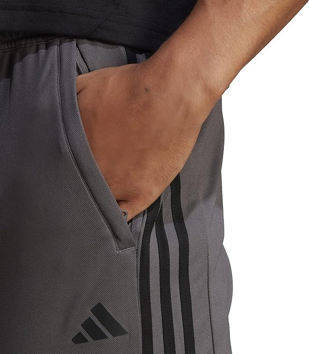 Adidas Men's Essentials Piqué 3-Stripes Training Shorts, Grey Five/Black, M