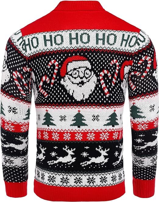 COOFANDY Mens Funny Christmas Jumper Turtleneck Knitted Ugly Xmas Sweater Pullover