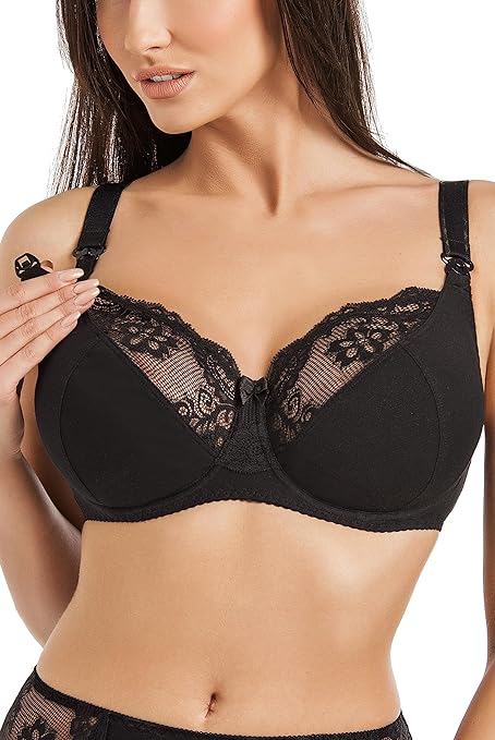 Teyli Women's Anastasia Mama Minimizer Bra, Schwarz, 34FF