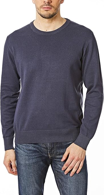 Castle Point Mens Herren-strick pullover Cotton Jumper Pullover Sweater, Crew Neck, Navy, M