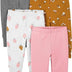 Simple Joys by Carter's Baby Girls' 4-Pack Pant, Brown Floral/Grey Heather/Light Grey Strawberry/Pink Heather, Premature (Pack of 4)