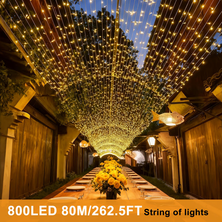 30m/50m/80m/100m Fairy Lights – Warm White & RGB, 8 Modes, Remote Control