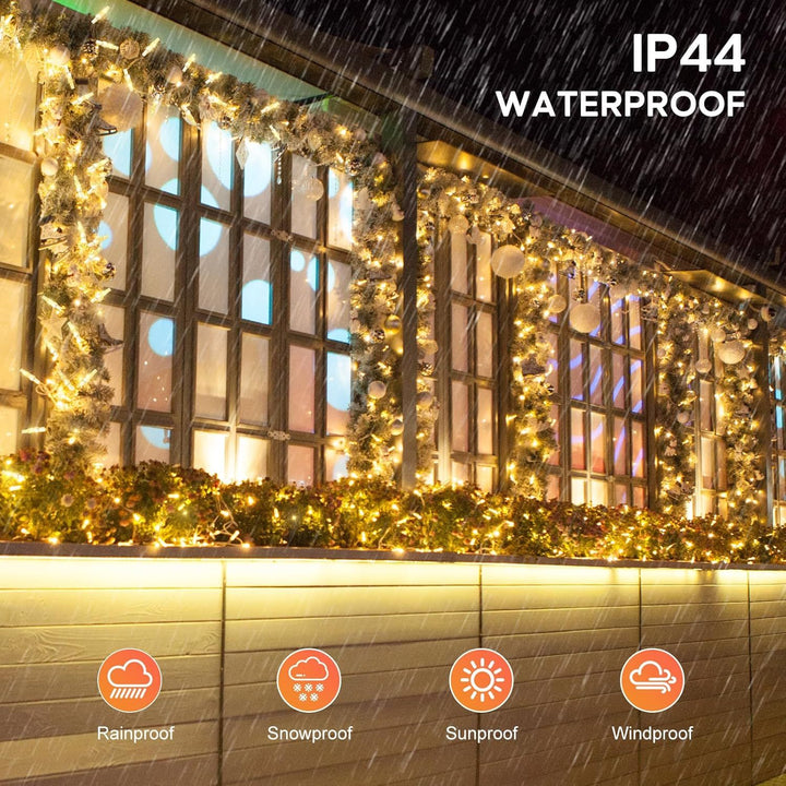 100m 800 LED Outdoor Christmas Fairy Lights – Warm White, Remote, Timer, 8 Modes