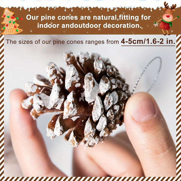 27Pcs Artificial Pine Cones – Snow-Covered Rustic Christmas Decorations