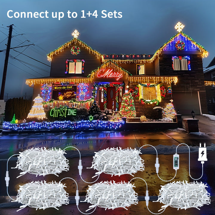 23.29m 780 LED Icicle Lights – 8 Modes, Timer, Remote Control, Connectable
