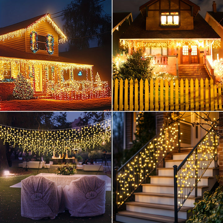 23.29m 780 LED Icicle Lights – 8 Modes, Timer, Remote Control, Connectable
