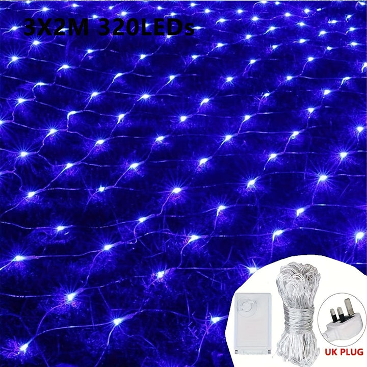 320 LED Net Mesh Lights 3x2m – 8 Modes Christmas Fairy Lights UK Plug