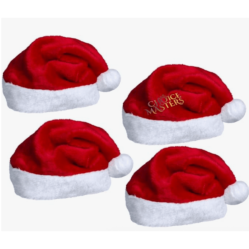 4 Pack Luxury Plush Christmas Santa Hats – Classic Red Unisex Xmas Hats