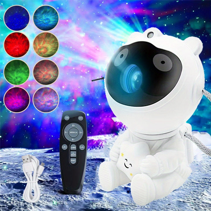Astronaut Star Projector – Galaxy Night Light with 8 Modes, Timer & Remote