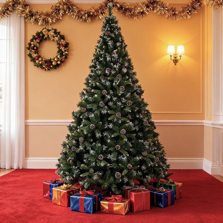 Artificial Christmas Tree with Snowflakes, Berries & Pine Cones – Full PVC Branches