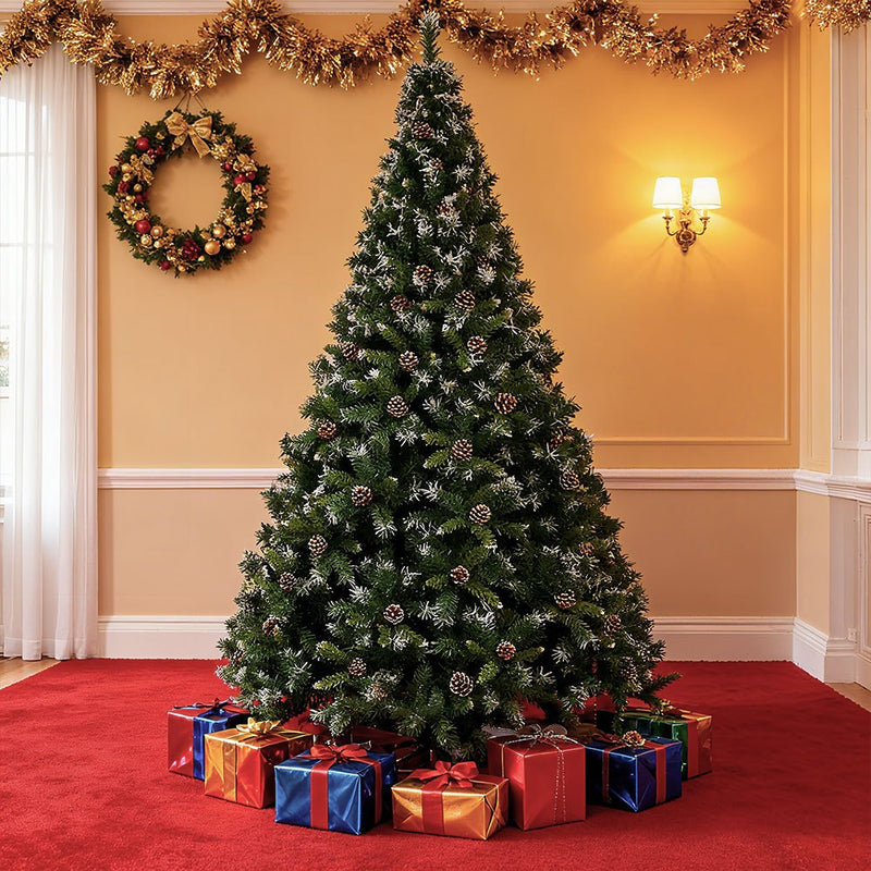 Artificial Christmas Tree with Snowflakes, Berries & Pine Cones – Full PVC Branches