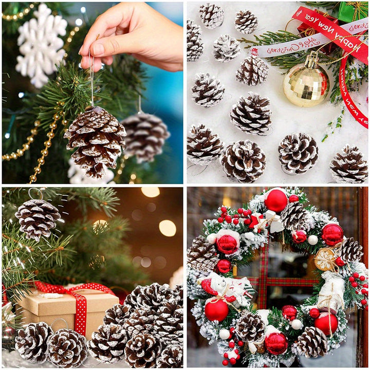 27Pcs Artificial Pine Cones – Snow-Covered Rustic Christmas Decorations
