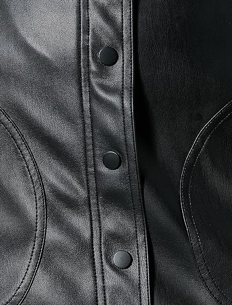Koton Women's Snap Button Detail Pocket Faux Leather Mini Skirt