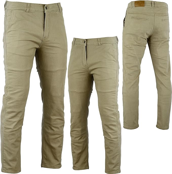 Bikers Gear Australia Unisex Kc0020-30r Kevlar Lined Modern Style Chino Motorcycle Jeans CE Protection, Tan Chino, 30 UK
