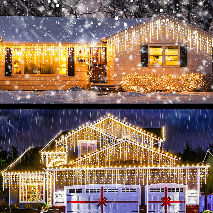 10m LED Icicle Lights – 8 Mode Fairy String for Christmas & Outdoor Decor