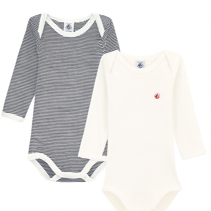 Petit Bateau Unisex Babies’Long Sleeve Striped Body (Pack of 2) , Variant 1, 3 years