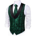 Barry.wang Shawl Collar Vest Dark Green Jacquard Woven Paisley Men's Silk Vest Tie Set Green/Black, XL