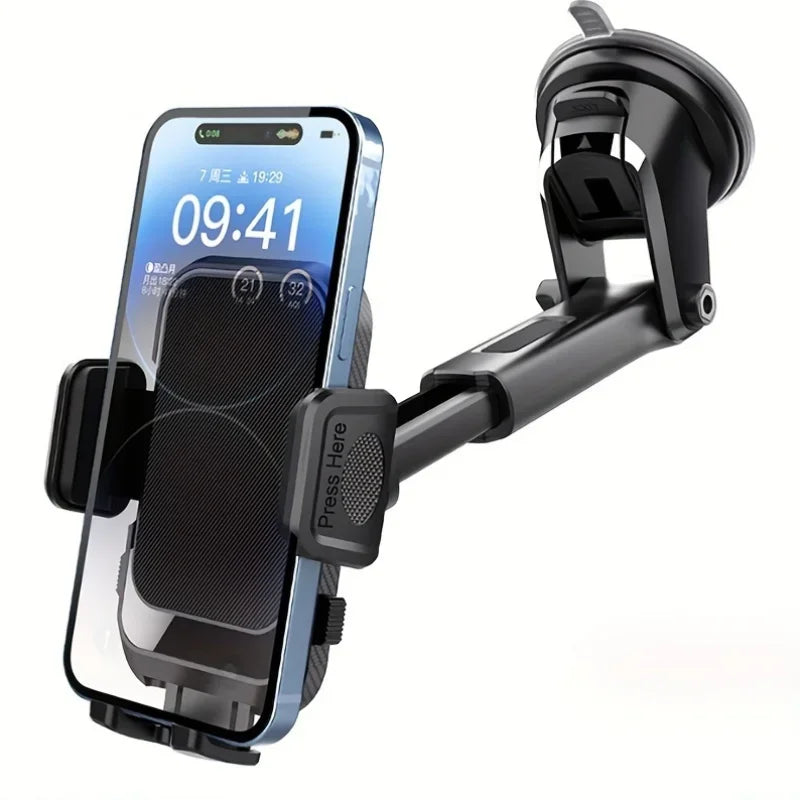 Universal Car Phone Holder – Dashboard & Windshield Suction Cup Telescopic Mount
