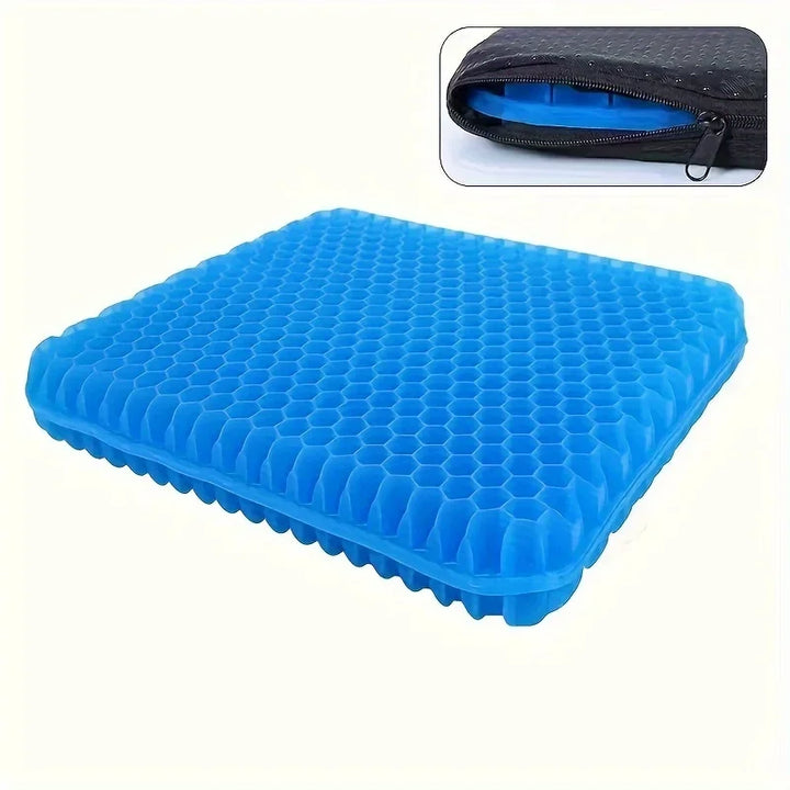 Breathable Gel Seat Cushion – Honeycomb TPR Non-Slip Chair Pad with Cover