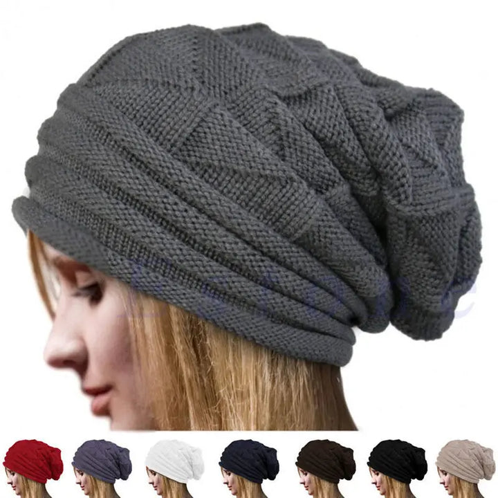 Oversized Knitted Beanie – Winter Warm Slouchy Ski Hat for Men & Women