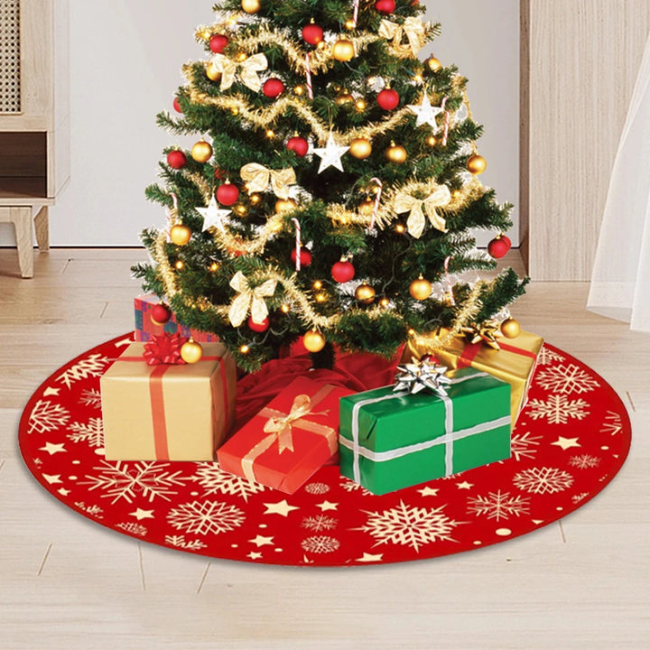 35.4'' Round Christmas Tree Skirt – Snowflake Design