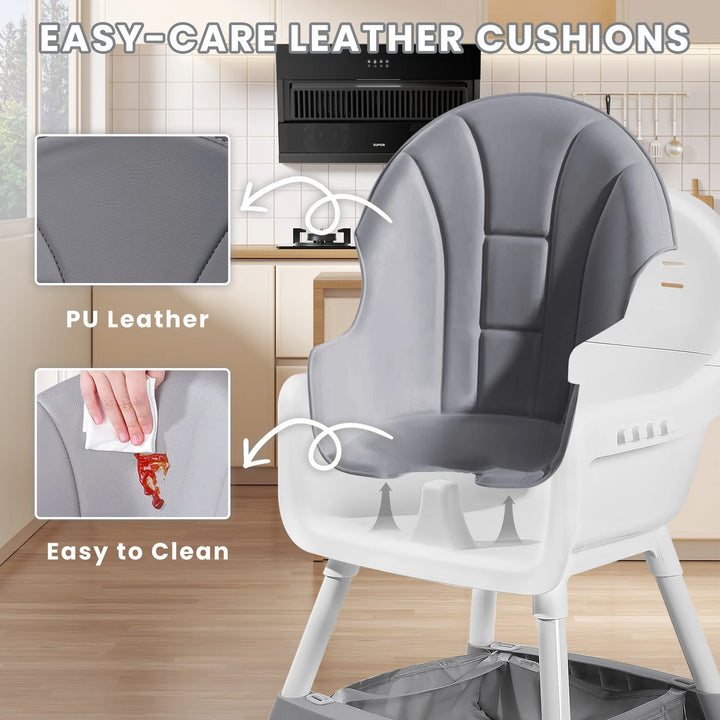 Portable Baby High Chair – Convertible Dining Seat with Double Tray & Toy Rack