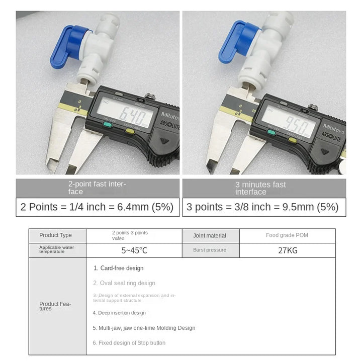 1/4'' 3/8'' Water Purifier Valve – Kitchen Water Pipe Switch & Connector