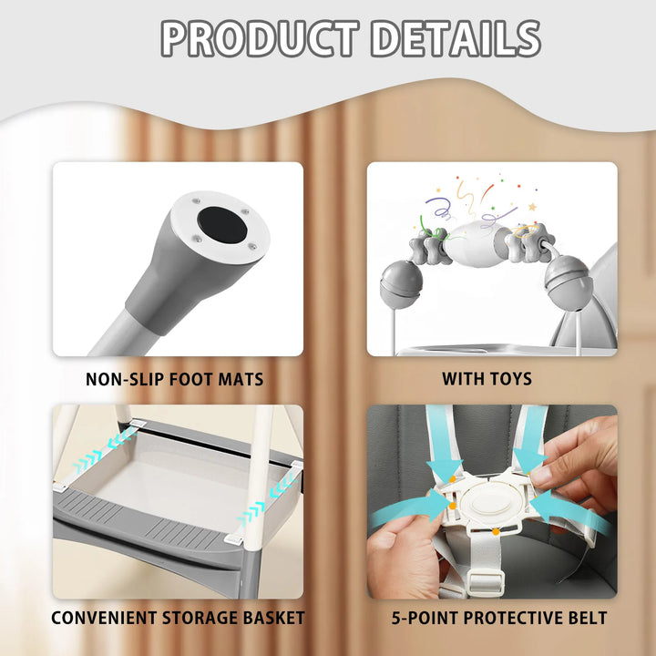 Portable Baby High Chair – Convertible Dining Seat with Double Tray & Toy Rack