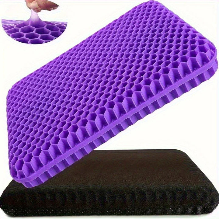 Breathable Gel Seat Cushion – Honeycomb TPR Non-Slip Chair Pad with Cover
