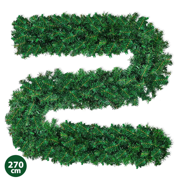 2Pcs 270cm Christmas Metallic Twist Garland – Tree & Ceiling Decoration