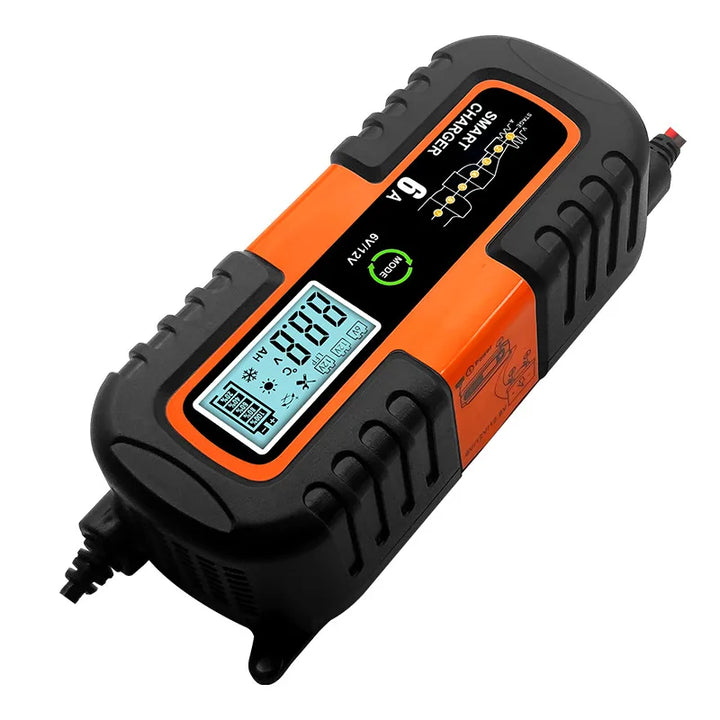 6V/12V Smart Car Battery Charger – Pulse Repair LCD Fast Charger for AGM, GEL, Lead-Acid & Lithium