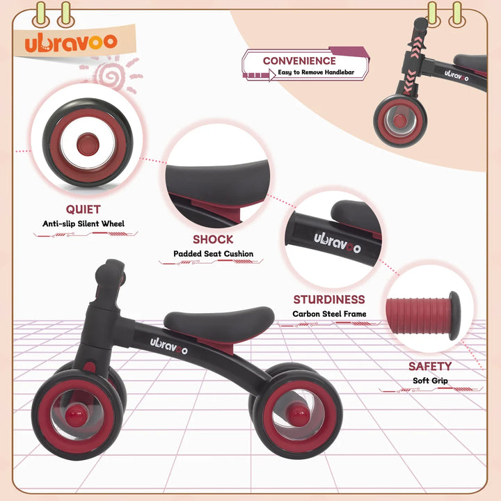 Ubravoo Baby Slide Balance Bike – 12–24M Ride-On Toy with Headlight & Silent Wheels