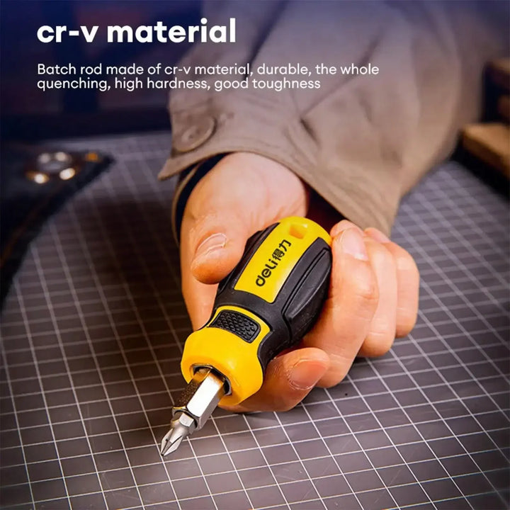 6-in-1 Ratcheting Screwdriver Set – Portable Multi-Bit Phillips & Slotted Repair Tool