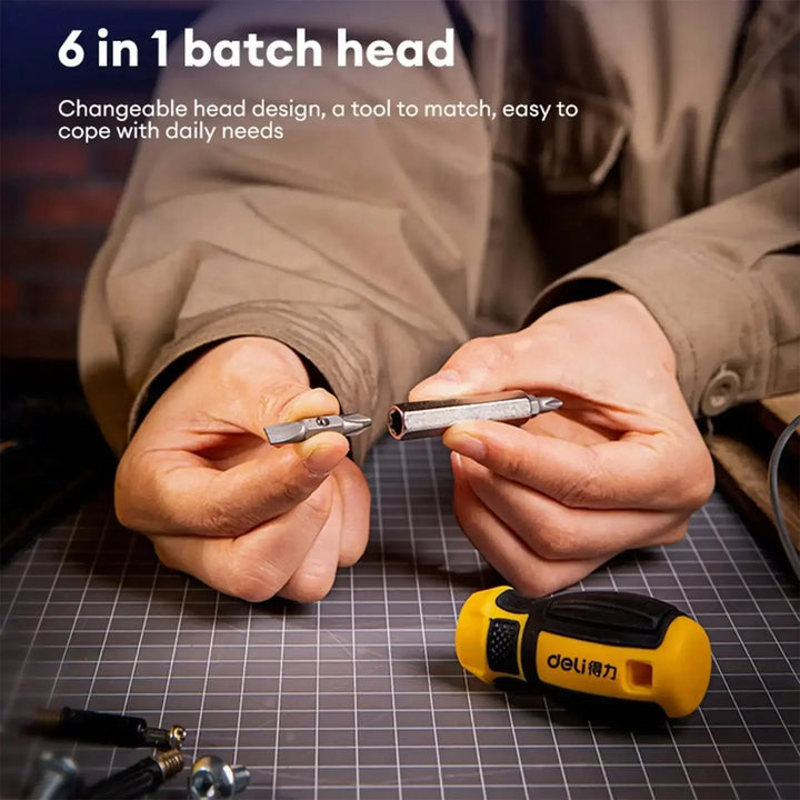 6-in-1 Ratcheting Screwdriver Set – Portable Multi-Bit Phillips & Slotted Repair Tool