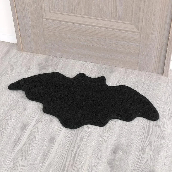 Halloween Black Spider Rug Decor Spooky Gothic Bath Mat Non-Slip, Tufted Mat for Front Door Living