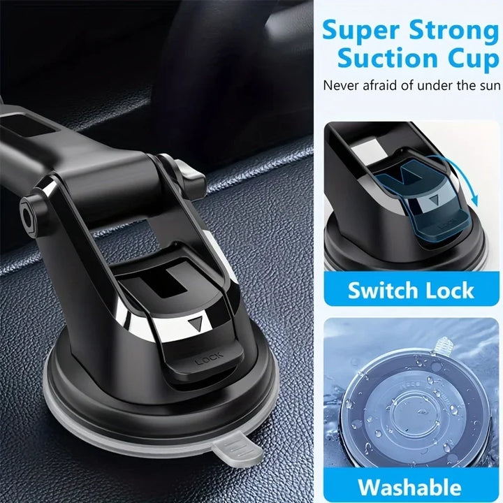Universal Car Phone Holder – Dashboard & Windshield Suction Cup Telescopic Mount