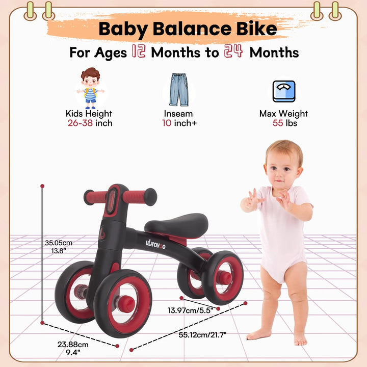 Ubravoo Baby Slide Balance Bike – 12–24M Ride-On Toy with Headlight & Silent Wheels