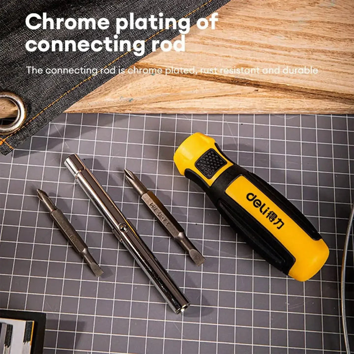 6-in-1 Ratcheting Screwdriver Set – Portable Multi-Bit Phillips & Slotted Repair Tool