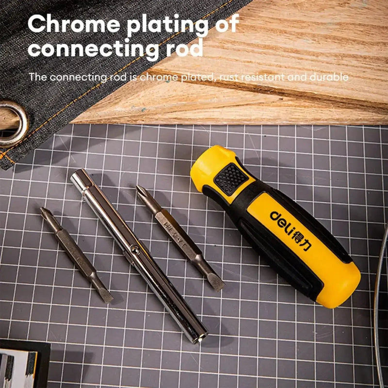 6-in-1 Ratcheting Screwdriver Set – Portable Multi-Bit Phillips & Slotted Repair Tool