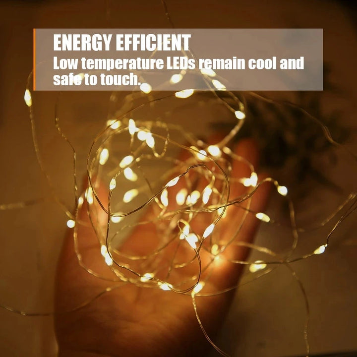 1–5M Copper Wire LED Fairy Lights – Warm String Lights for Christmas, Wedding & Party