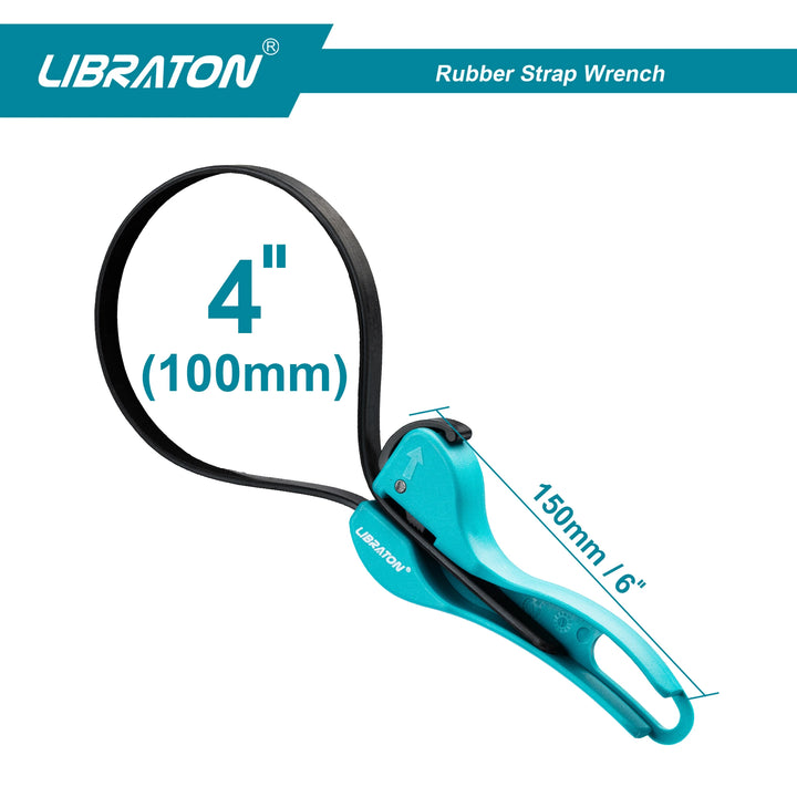 LIBRATON Adjustable Strap Wrench 150mm – Universal Rubber Oil Filter Wrench
